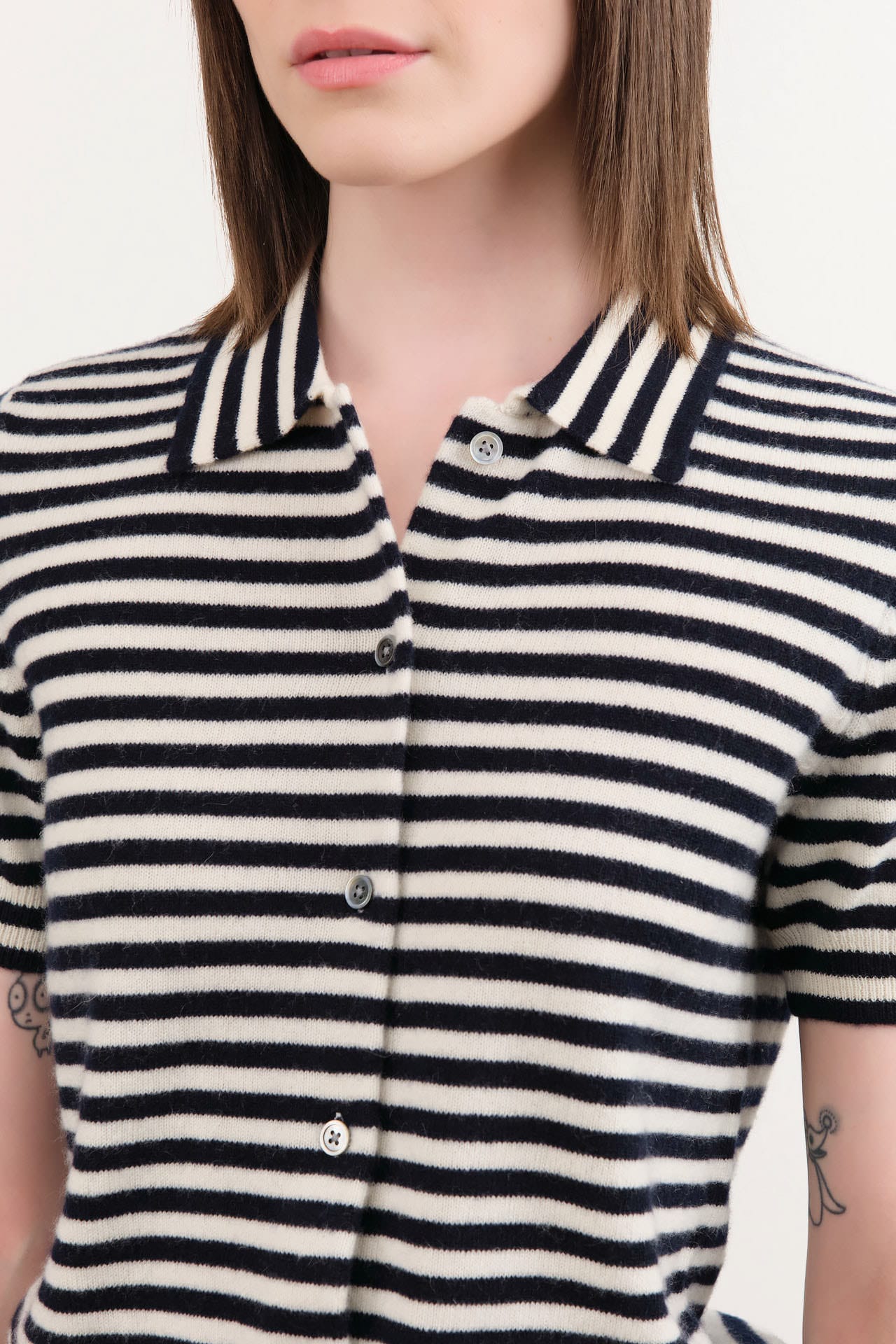 Demylee Apparel Womens Sweaters Leslie Stripe Cashmere Cardigan