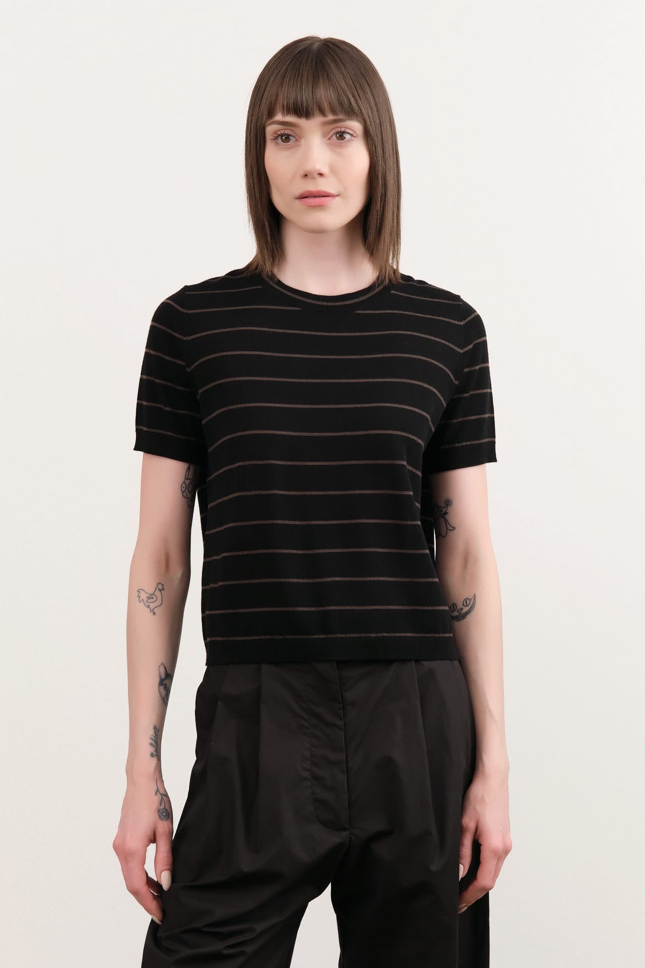 Demylee Apparel Womens Sweaters Luca Stripe Superfine Merino Wool Top