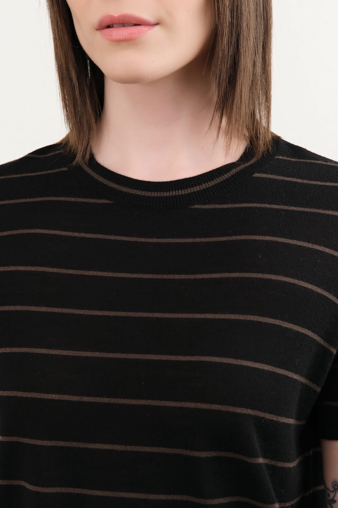Demylee Apparel Womens Sweaters Luca Stripe Superfine Merino Wool Top