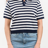 Luka Stripe Cotton Top by Demylee in Off White and Navy