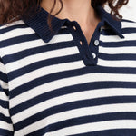 Off White and Navy Luka Stripe Cotton Top by Demylee