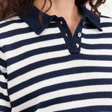 Off White and Navy Luka Stripe Cotton Top by Demylee