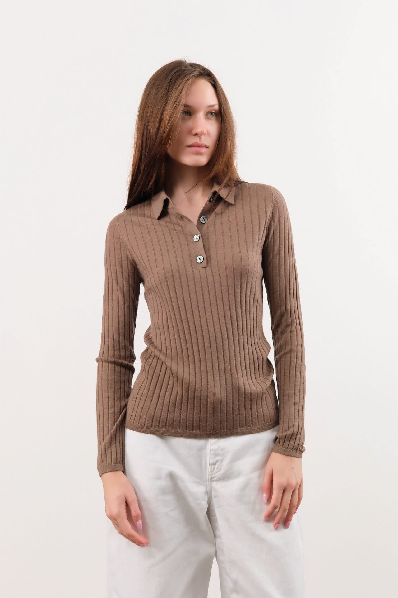 Demylee Apparel Womens Sweaters Luna Superfine Cashmere Polo Top