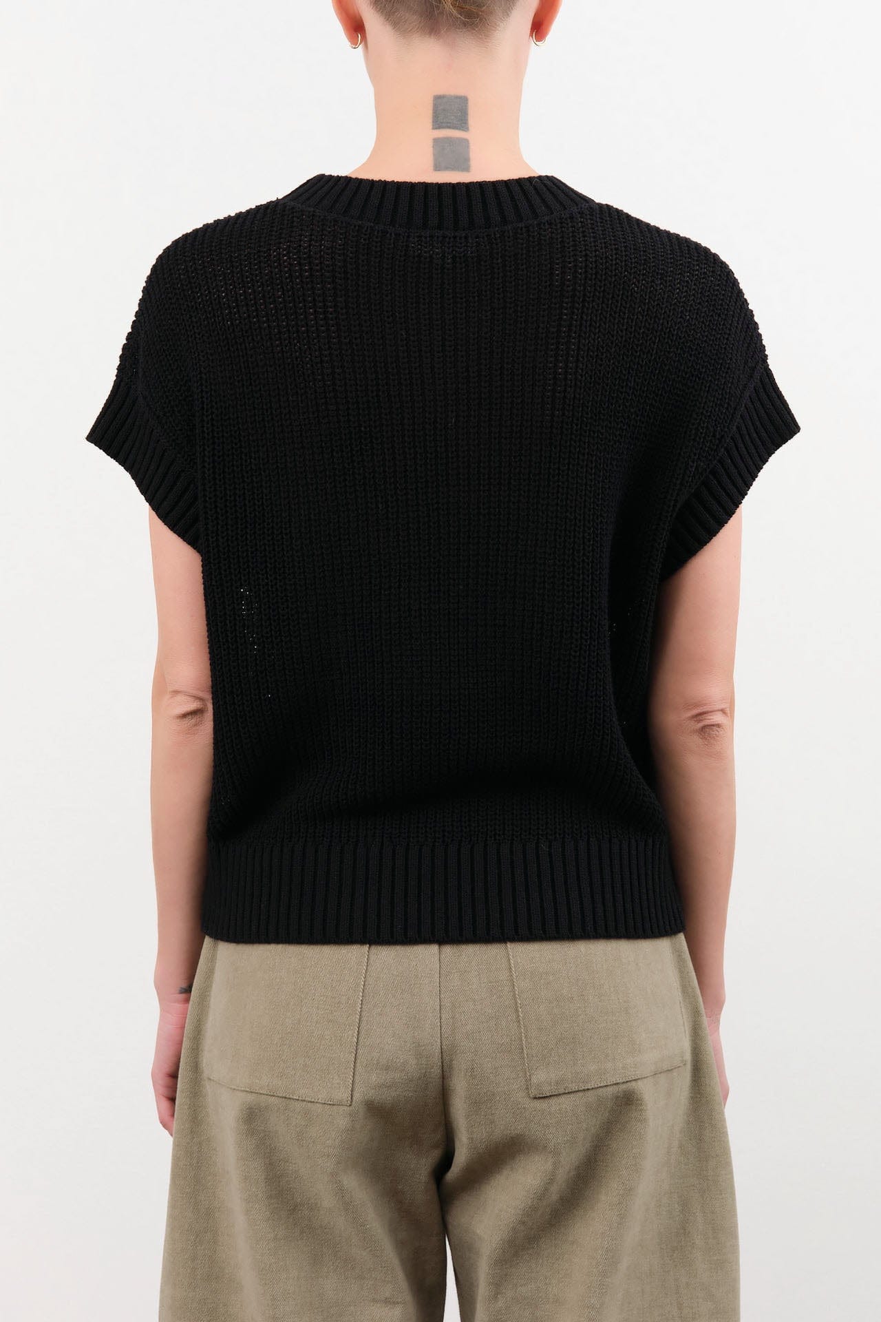 Demylee Apparel Womens Sweaters Marlowe Cotton Linen Top in Black