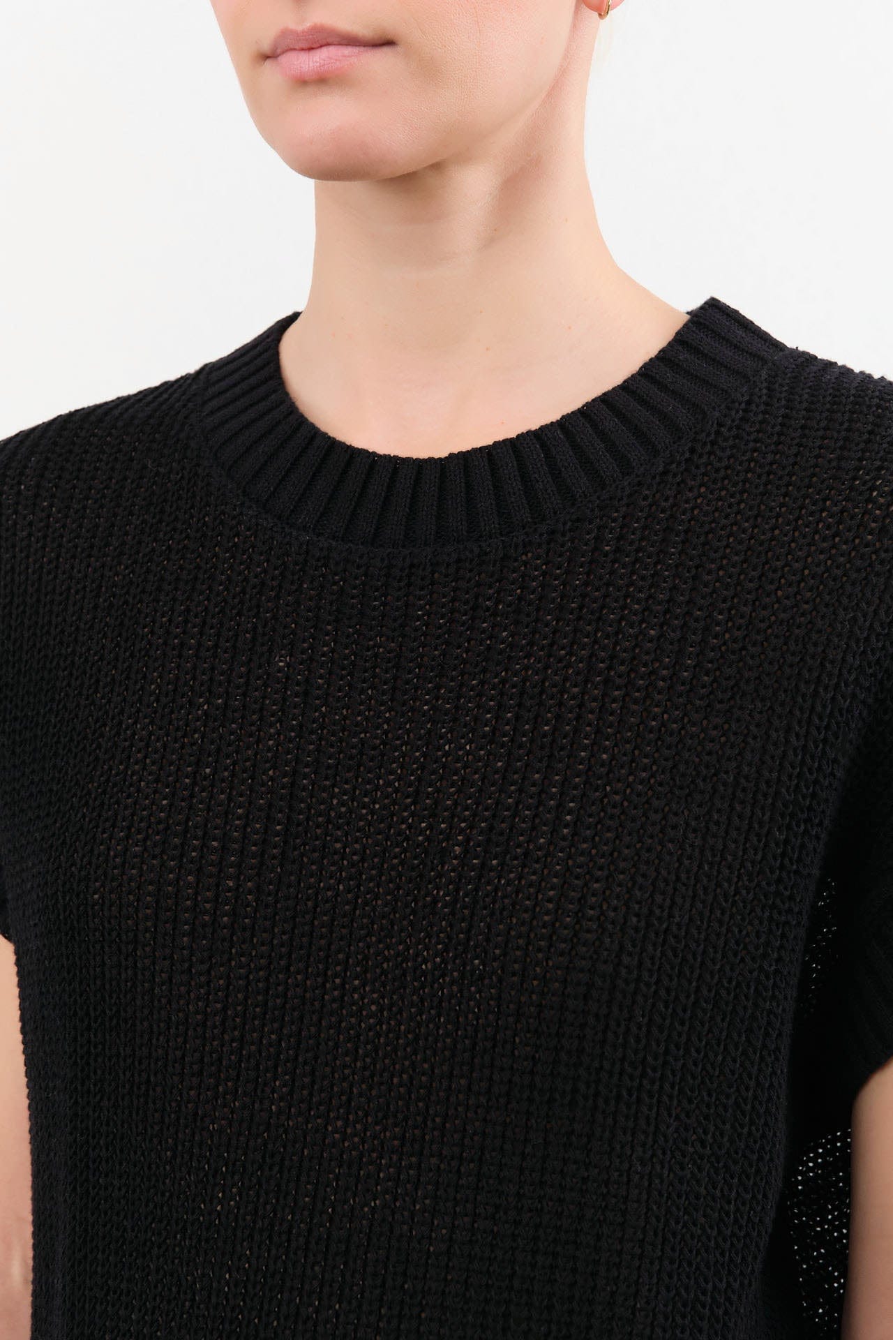 Demylee Apparel Womens Sweaters Marlowe Cotton Linen Top in Black