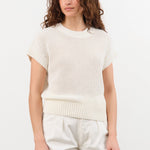 Demylee Apparel Womens Sweaters Marlowe Cotton Linen Top in Off White