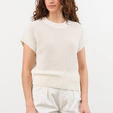 Demylee Apparel Womens Sweaters Marlowe Cotton Linen Top in Off White