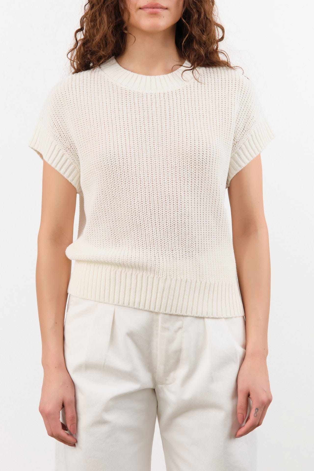 Demylee Apparel Womens Sweaters Marlowe Cotton Linen Top in Off White