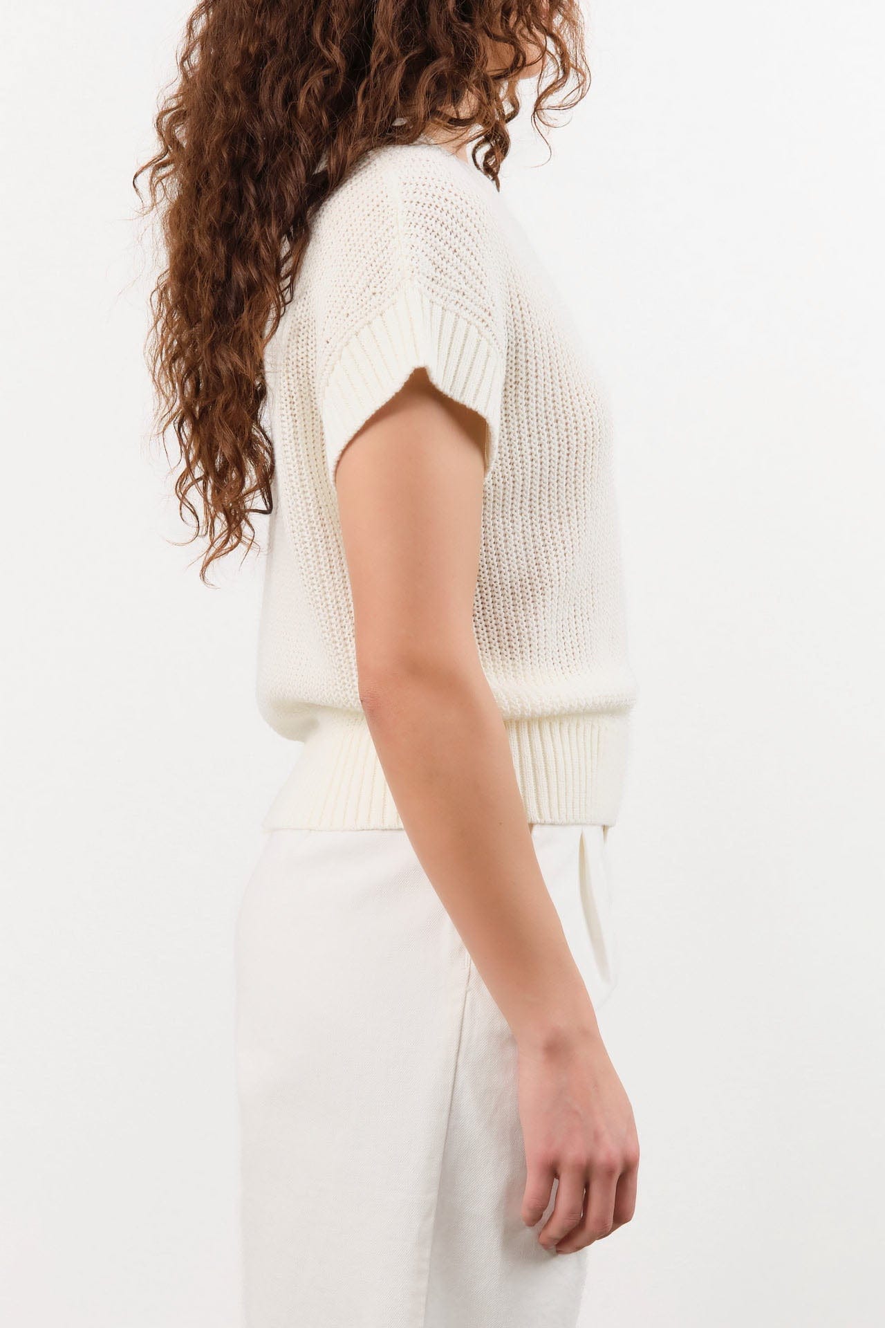 Demylee Apparel Womens Sweaters Marlowe Cotton Linen Top in Off White