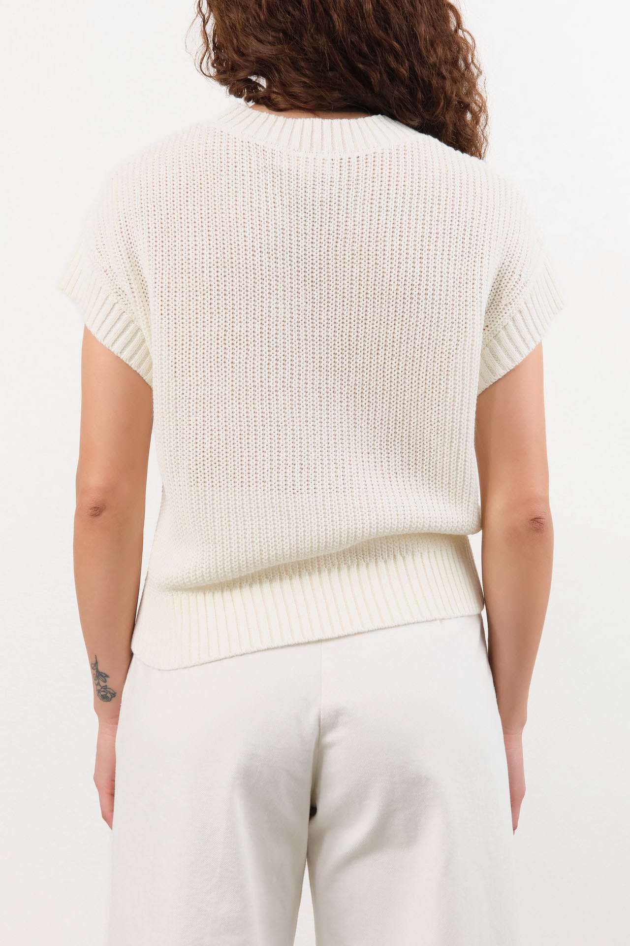 Demylee Apparel Womens Sweaters Marlowe Cotton Linen Top in Off White