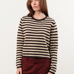 Demylee Apparel Womens Sweaters Melina Stripe Cotton Cashmere Sweater