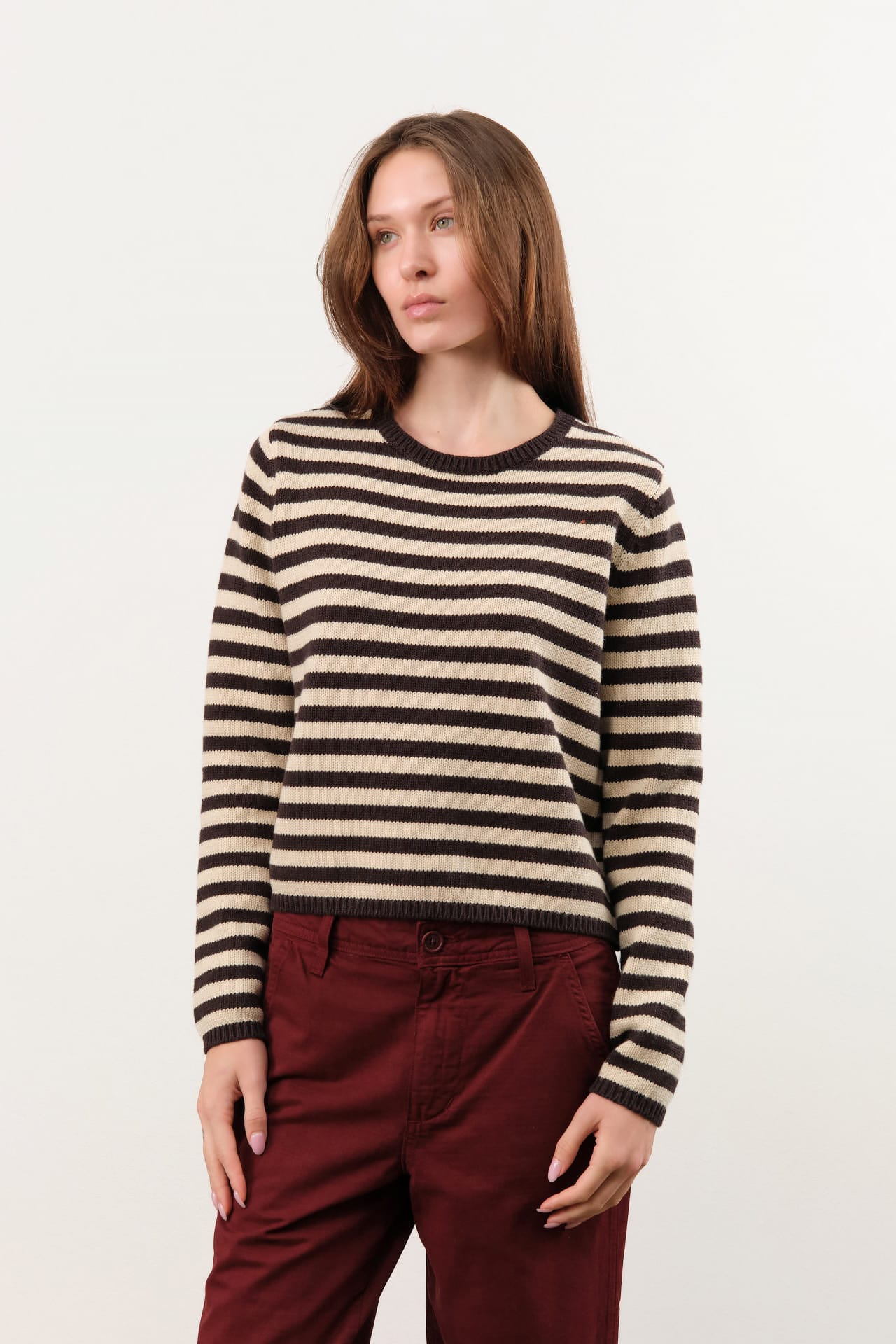 Demylee Apparel Womens Sweaters Melina Stripe Cotton Cashmere Sweater