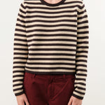 Demylee Apparel Womens Sweaters Melina Stripe Cotton Cashmere Sweater