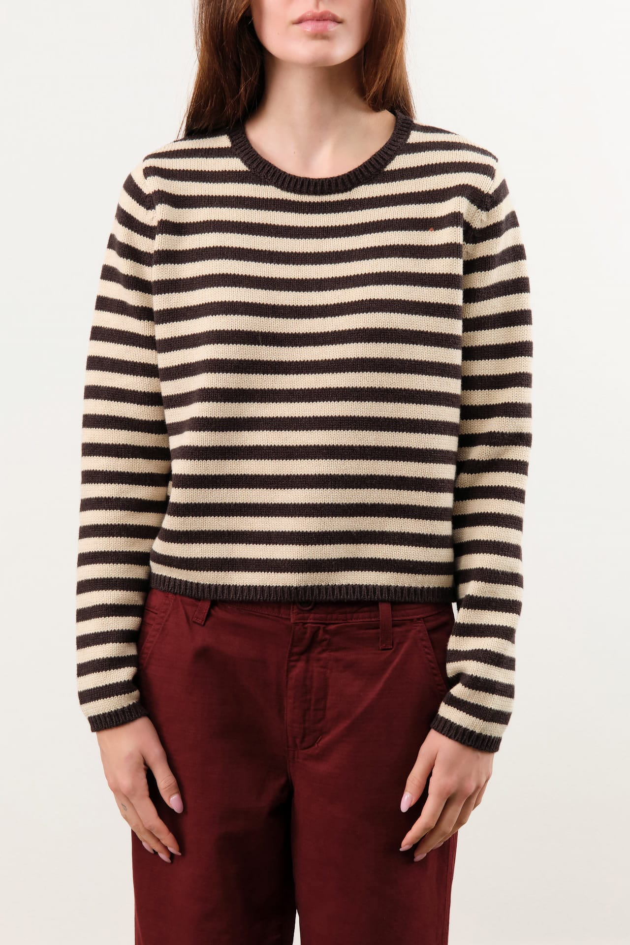 Demylee Apparel Womens Sweaters Melina Stripe Cotton Cashmere Sweater