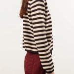 Demylee Apparel Womens Sweaters Melina Stripe Cotton Cashmere Sweater