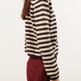 Demylee Apparel Womens Sweaters Melina Stripe Cotton Cashmere Sweater
