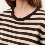 Demylee Apparel Womens Sweaters Melina Stripe Cotton Cashmere Sweater