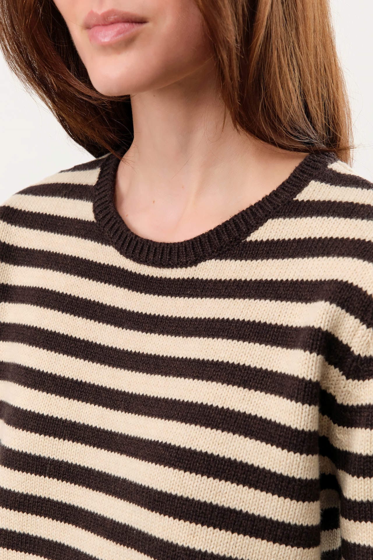 Demylee Apparel Womens Sweaters Melina Stripe Cotton Cashmere Sweater