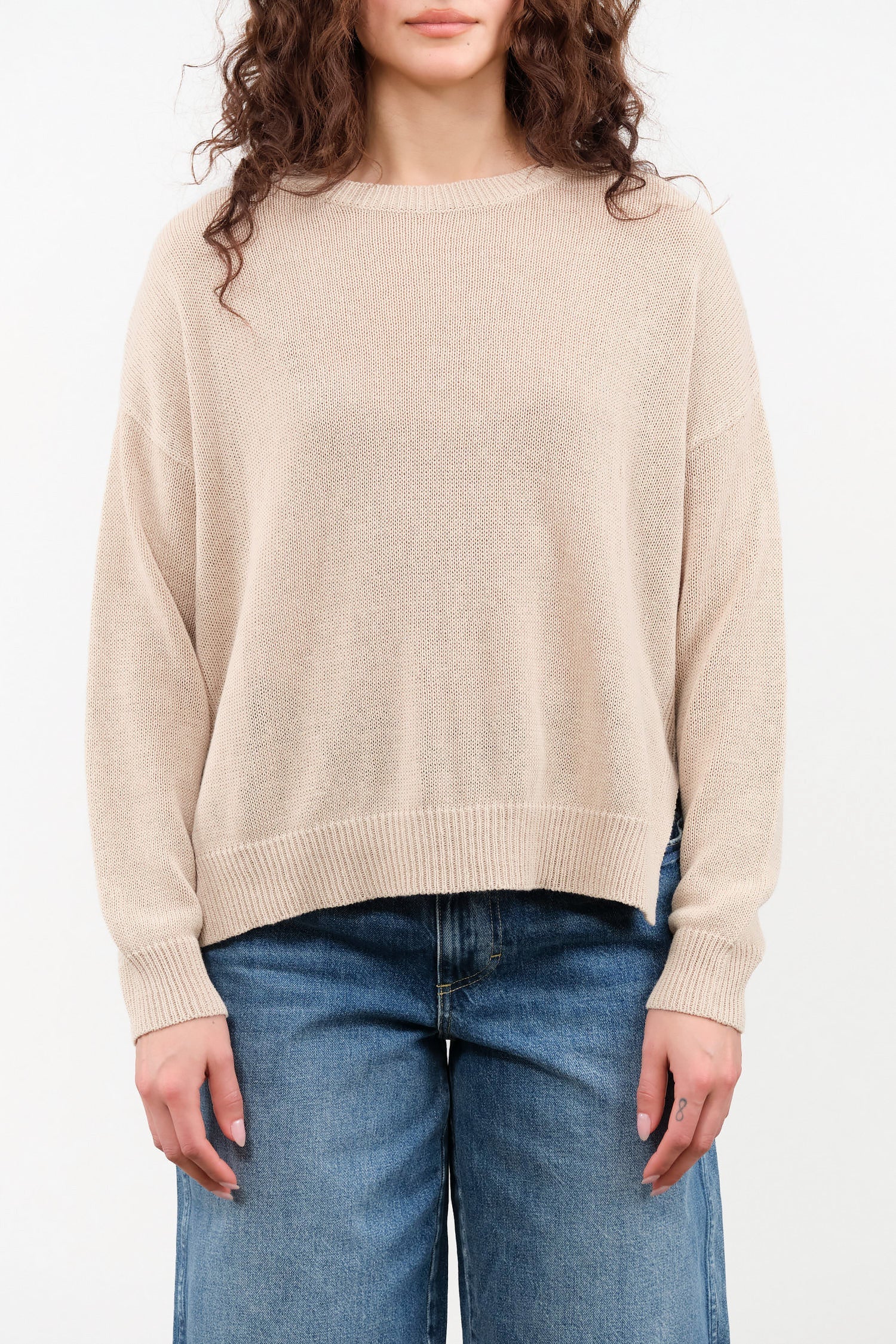 Nadin Cotton Linen Sweater by Demylee in Pearl Barley