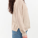 Demylee Designer Brand Long Sleeve Nadin Cotton Linen Sweater in Pearl Barley Tan 