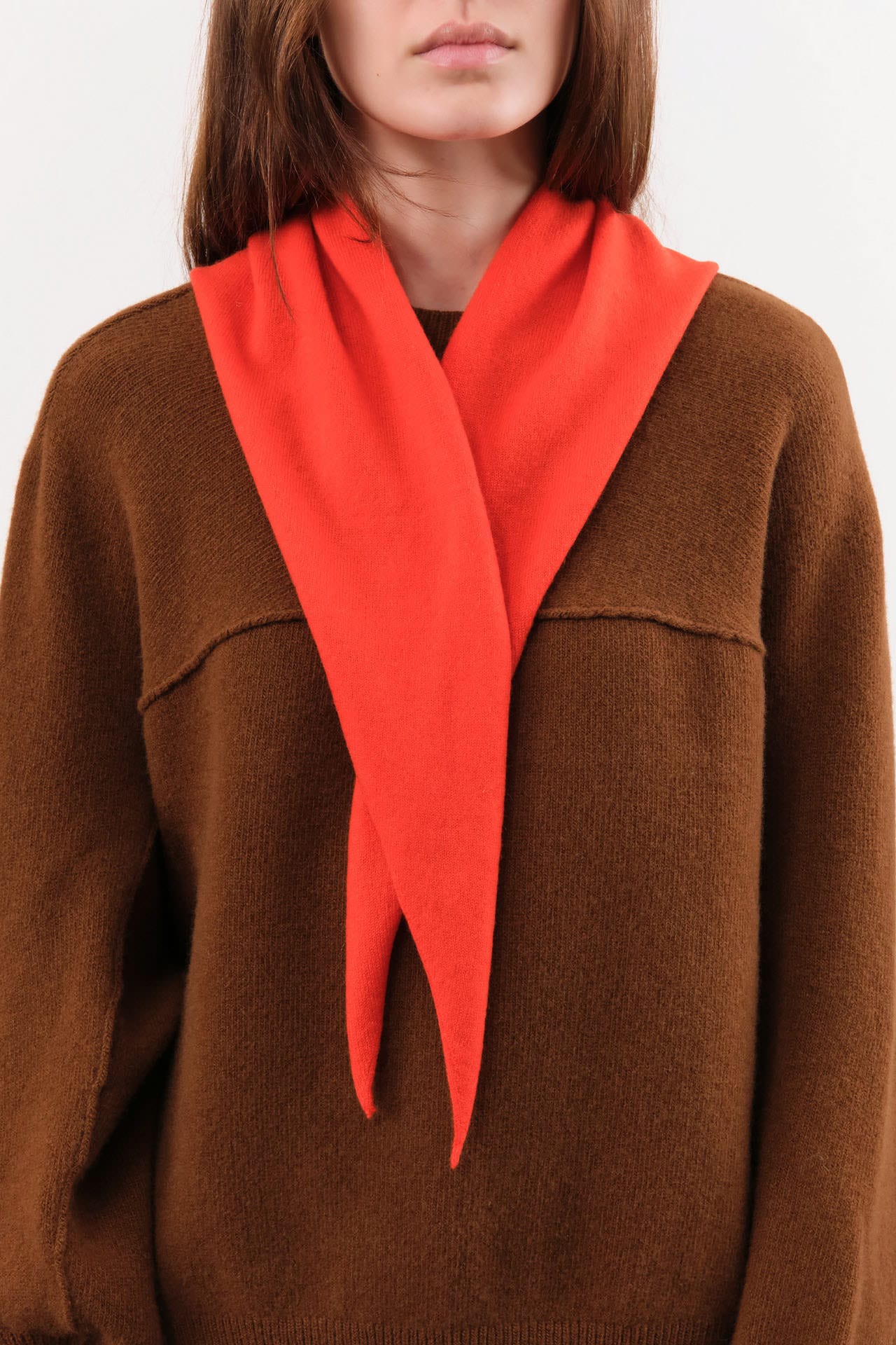 Demylee Accessories Scarves Nessa Small Cashmere Bandana in Red Orange Red Orange