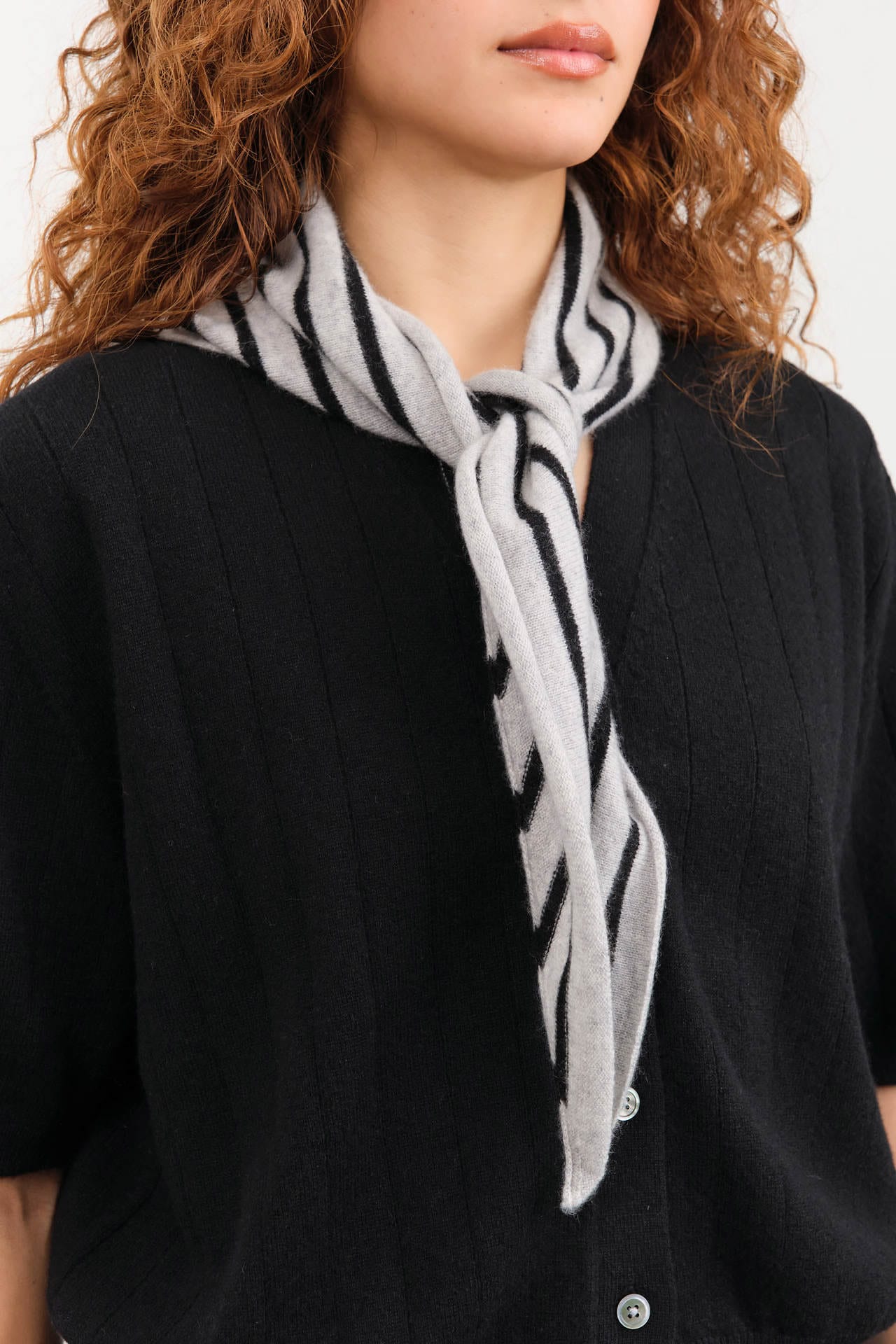 Demylee Accessories Scarves Nessa Stripe Small Bandana Light Heather Grey / One Size