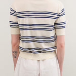 Demylee Apparel Womens Sweaters Norah Stripe Cotton Polo Top