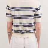 Demylee Apparel Womens Sweaters Norah Stripe Cotton Polo Top