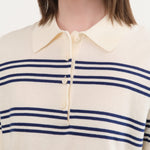Demylee Apparel Womens Sweaters Norah Stripe Cotton Polo Top