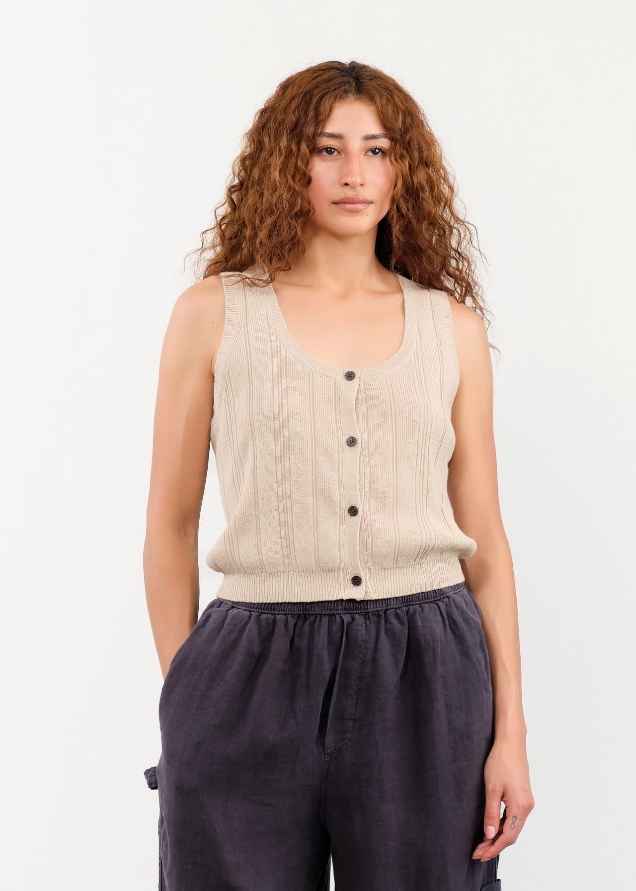 DEMYLEE Apparel Womens Sweaters Nyla Cotton Linen Top