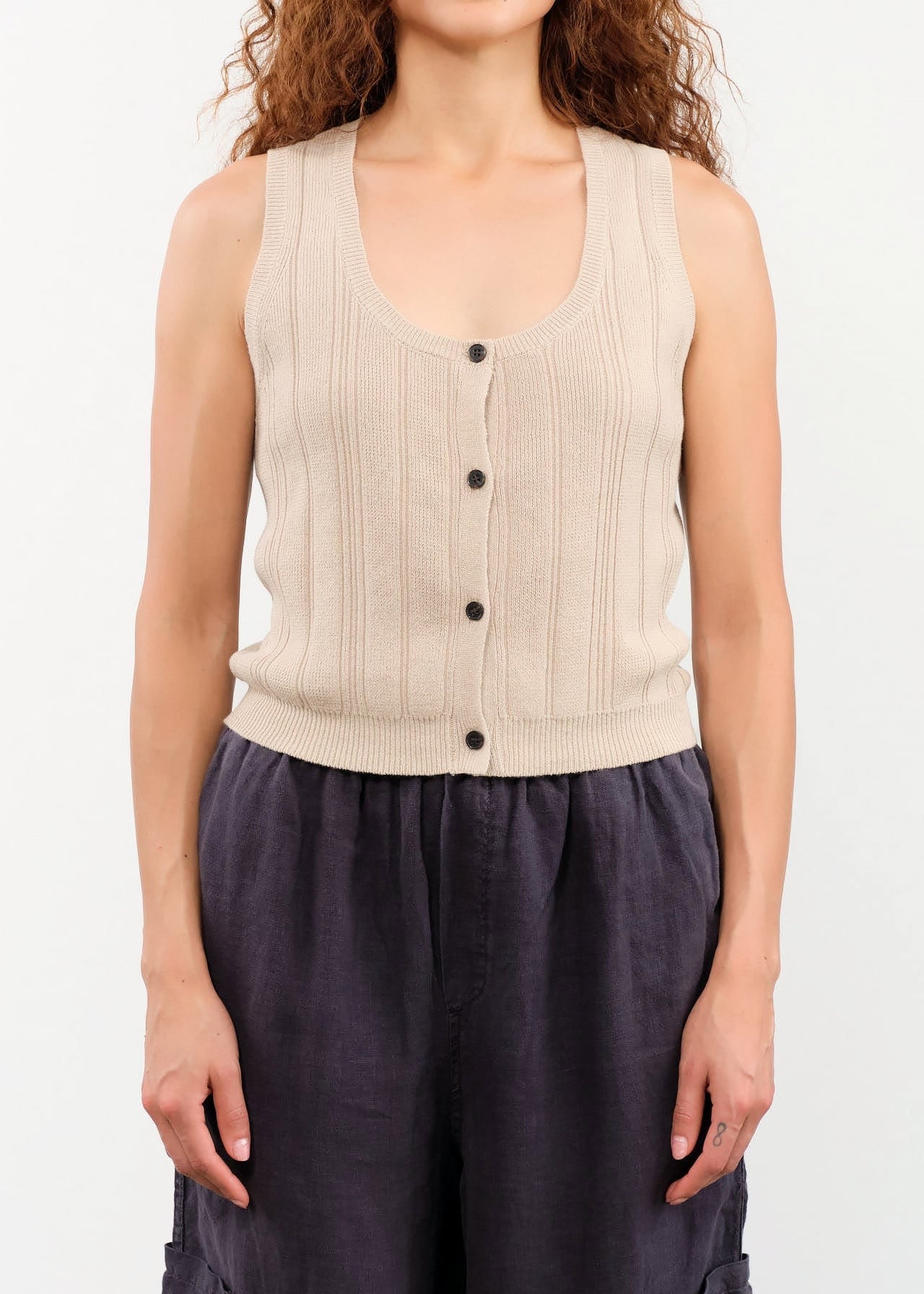 DEMYLEE Apparel Womens Sweaters Nyla Cotton Linen Top