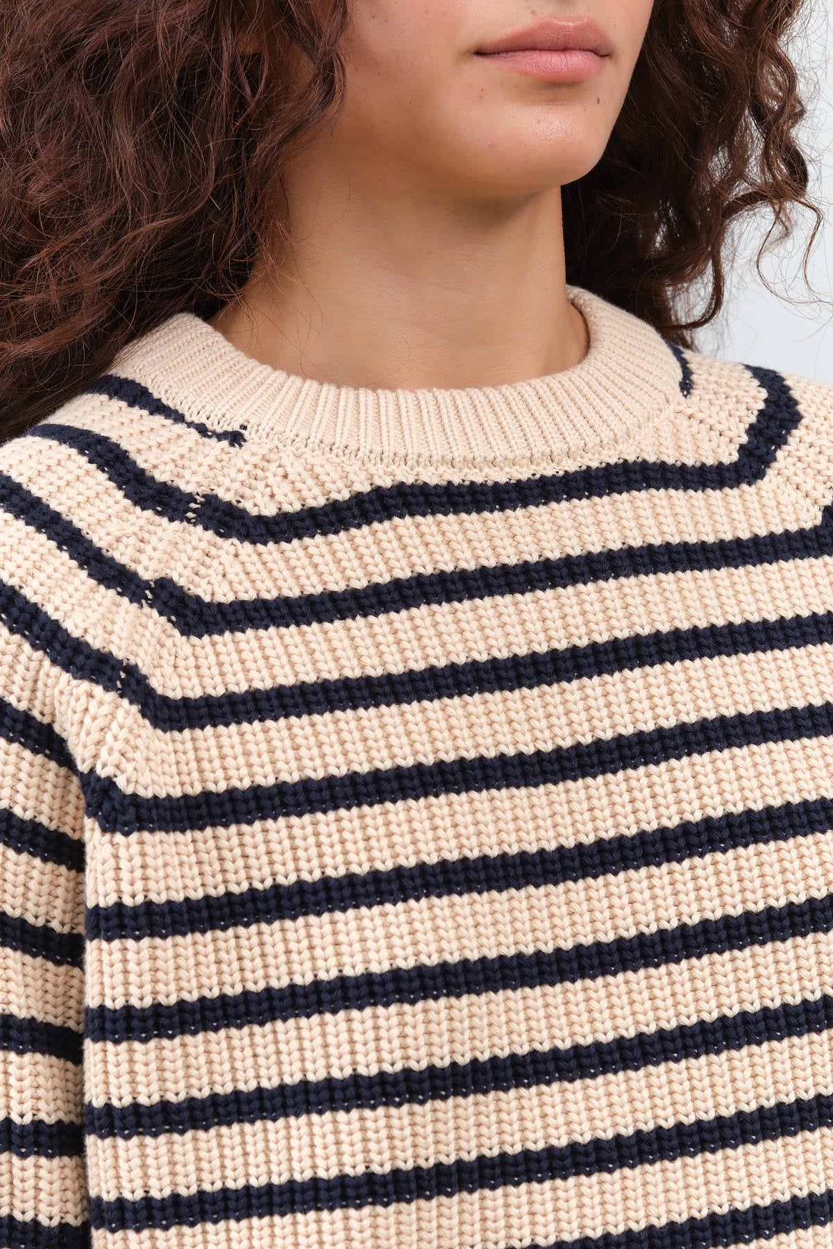 Natural and Navy Phoebe Stripe Sweater by Demylee