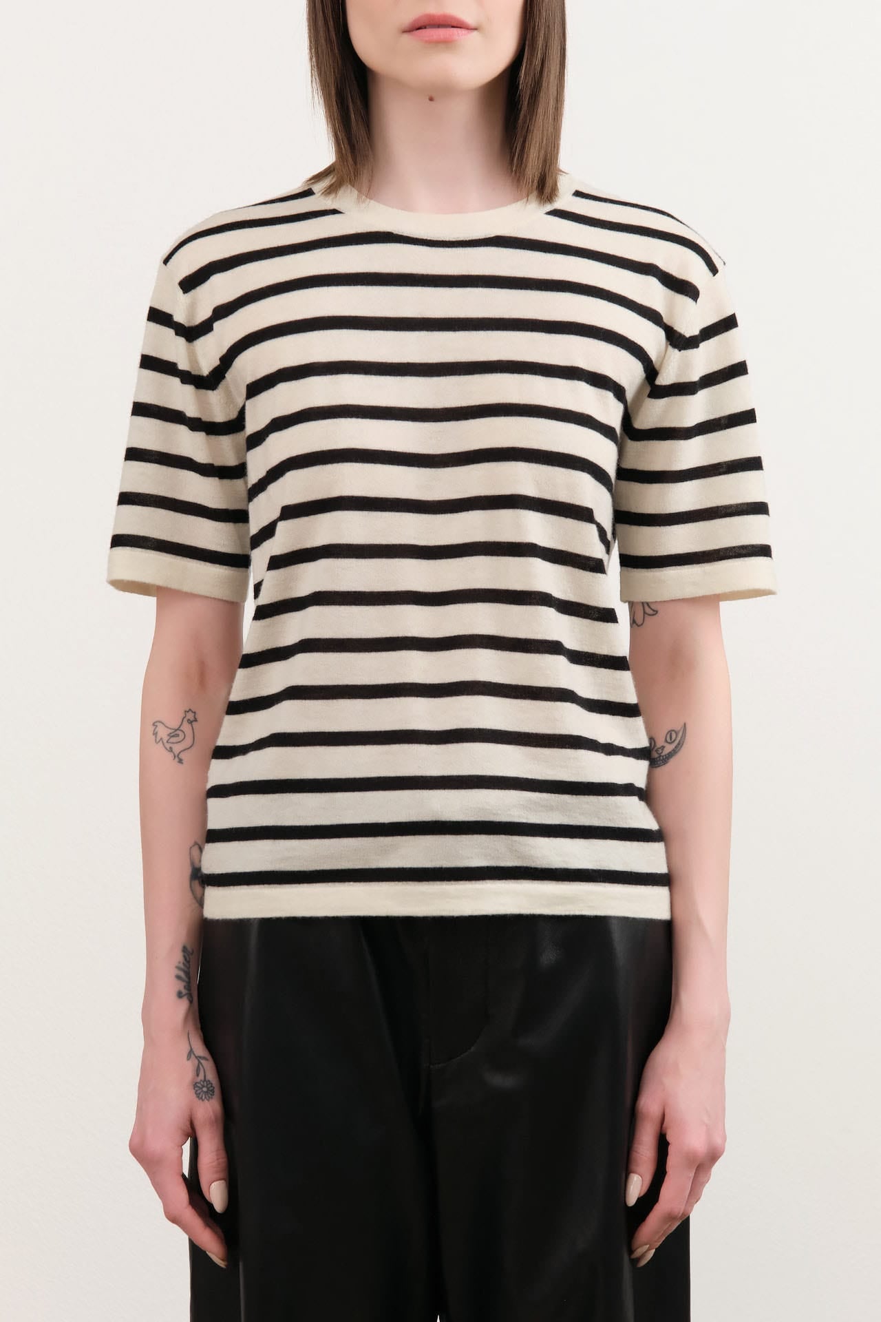 Demylee Apparel Womens Blouses Remy Stripe Superfine Cashmere Top