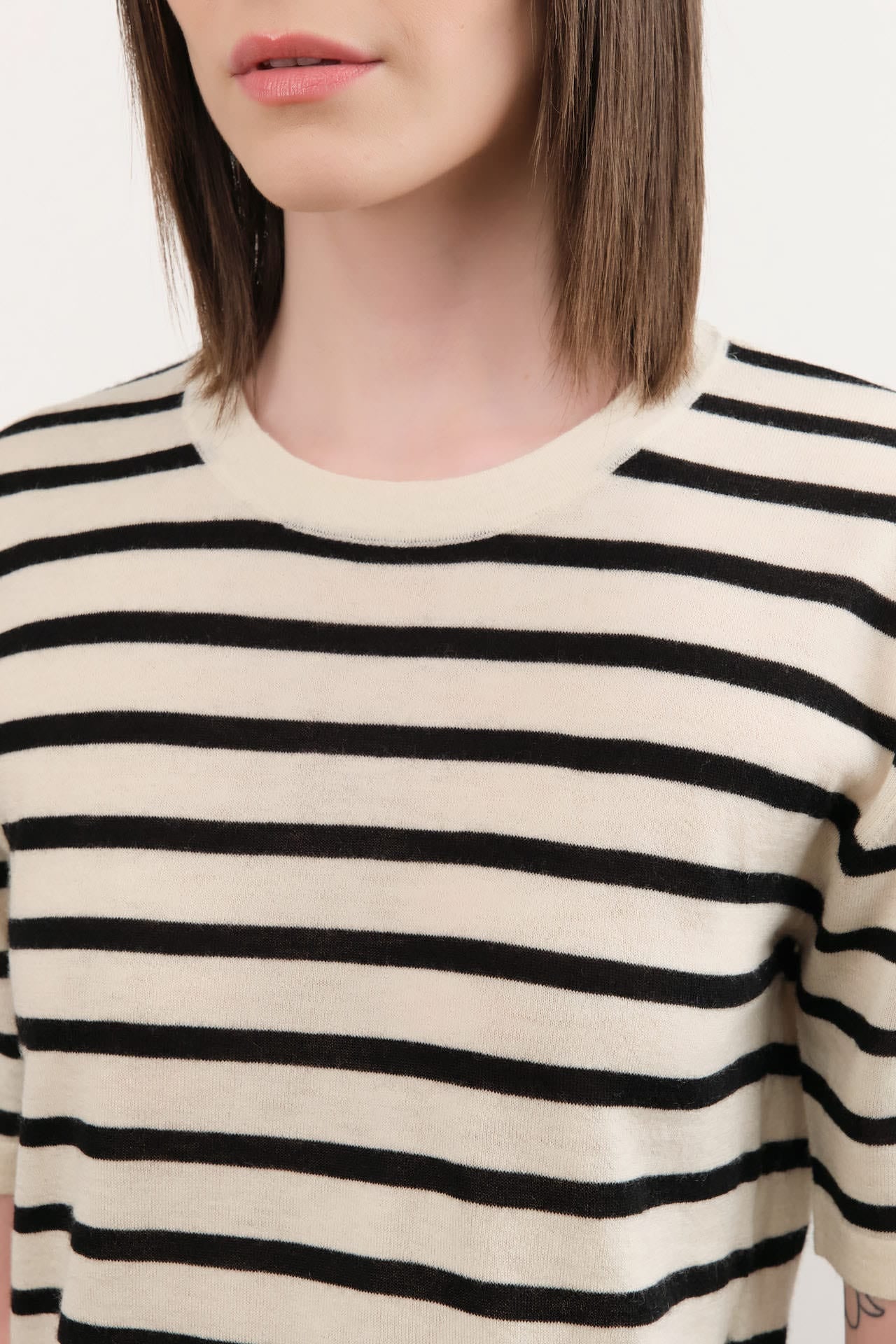 Demylee Apparel Womens Blouses Remy Stripe Superfine Cashmere Top