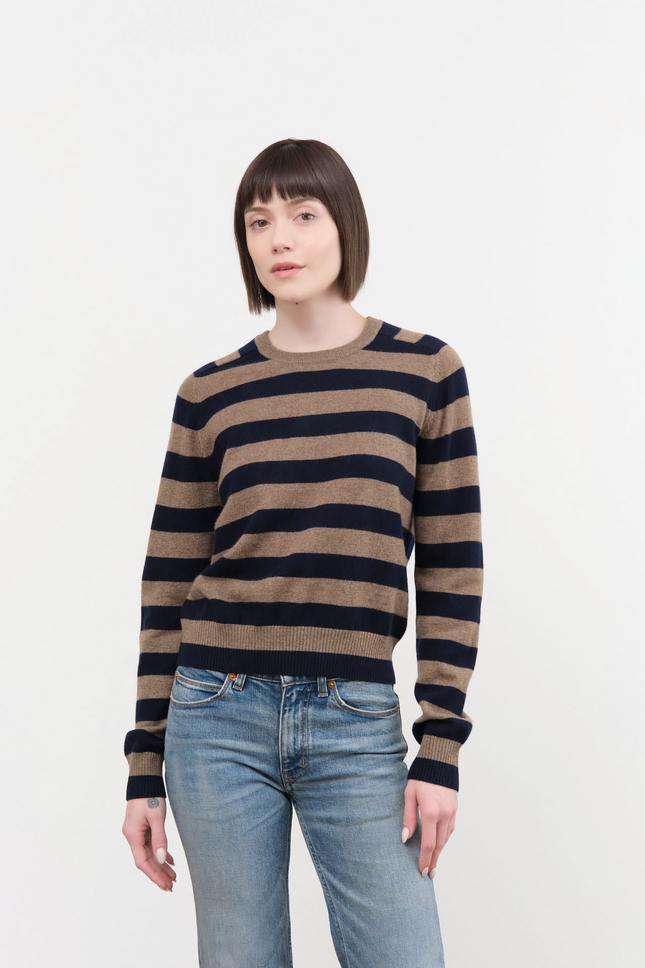 Demylee Apparel Womens Sweaters Sally Stripe Cashmere Sweater