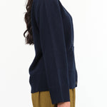 Demylee New York Designer Button Up Cashmere Sano Cardigan in Navy Blue