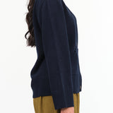 Demylee New York Designer Button Up Cashmere Sano Cardigan in Navy Blue