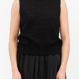 Selina Cotton Linen Top in Black