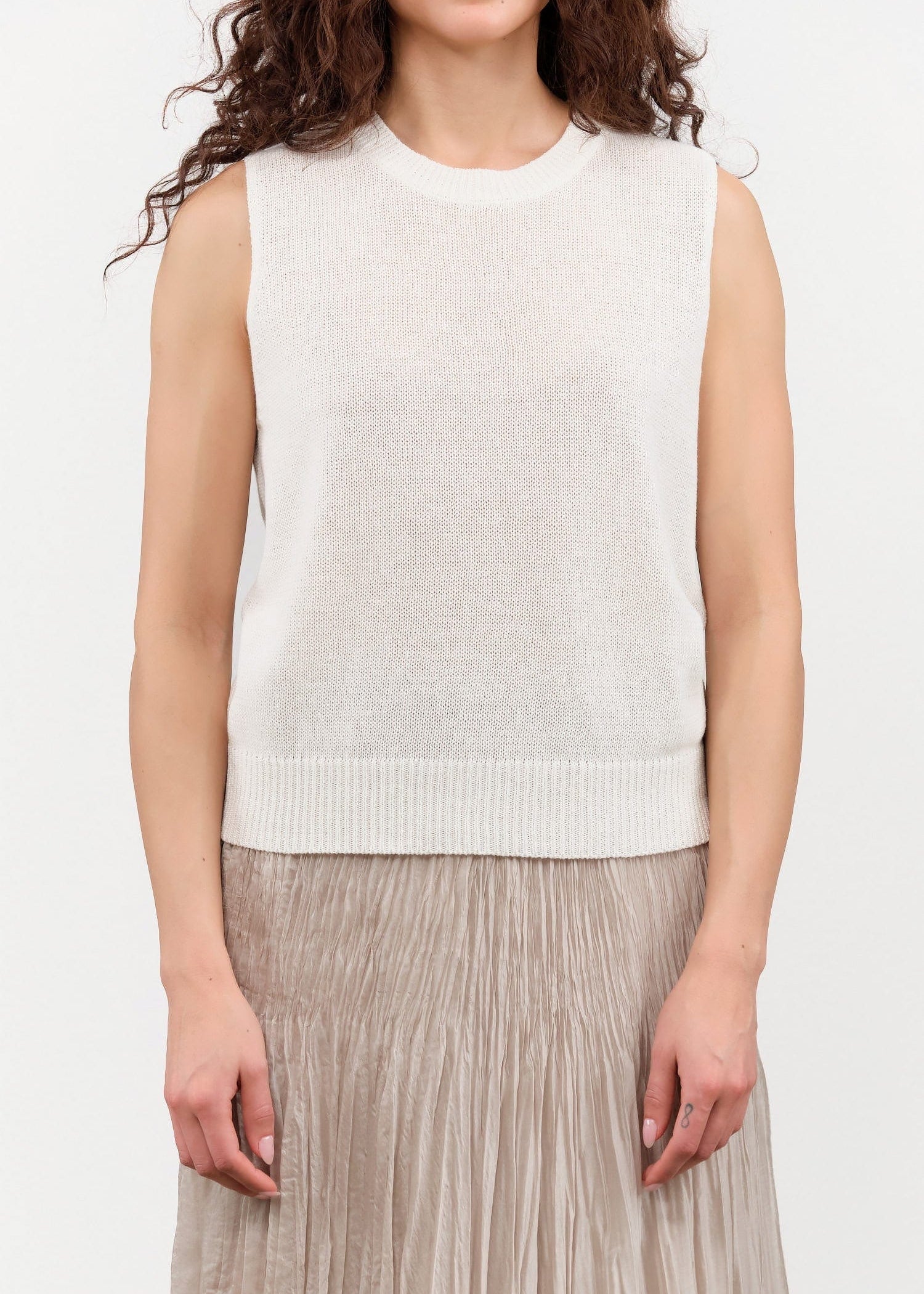 DEMYLEE Apparel Womens Sweaters Selina Cotton Linen Top in Off White