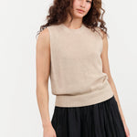 Demylee Selina Cotton Linen Top in Pearl Barley