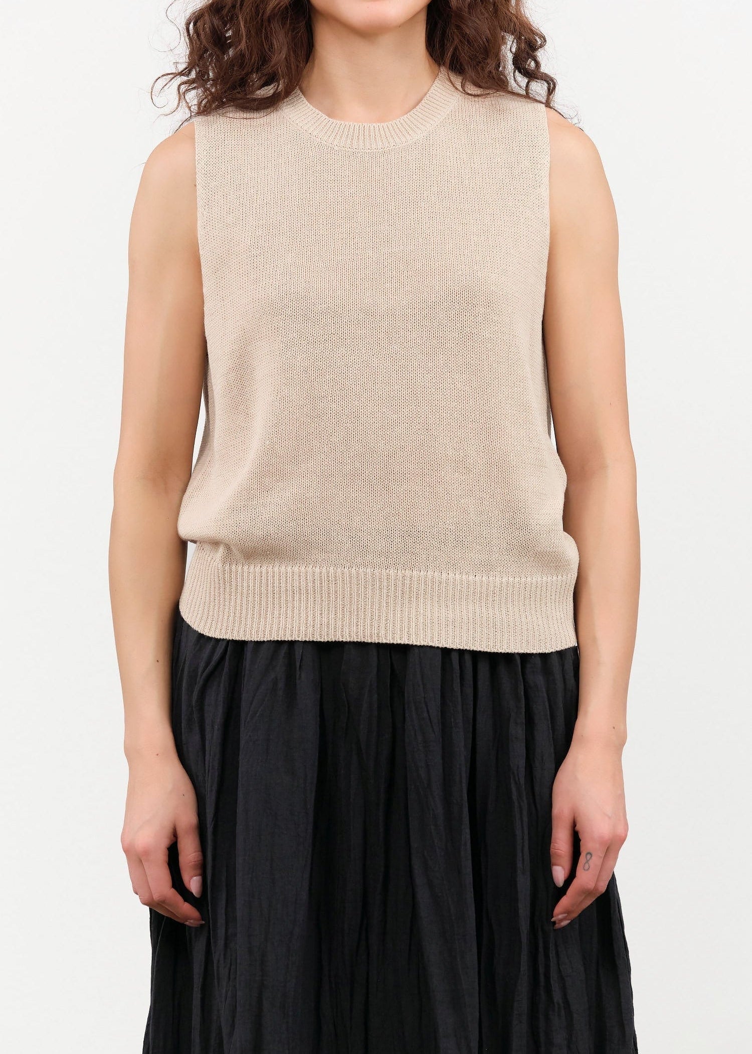 DEMYLEE Apparel Womens Sweaters Selina Cotton Linen Top in Pearl Barley