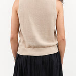 Pearl Barley Tan Sleeveless Selina Cotton Linen Sweater Top by Demylee Designer Brand 