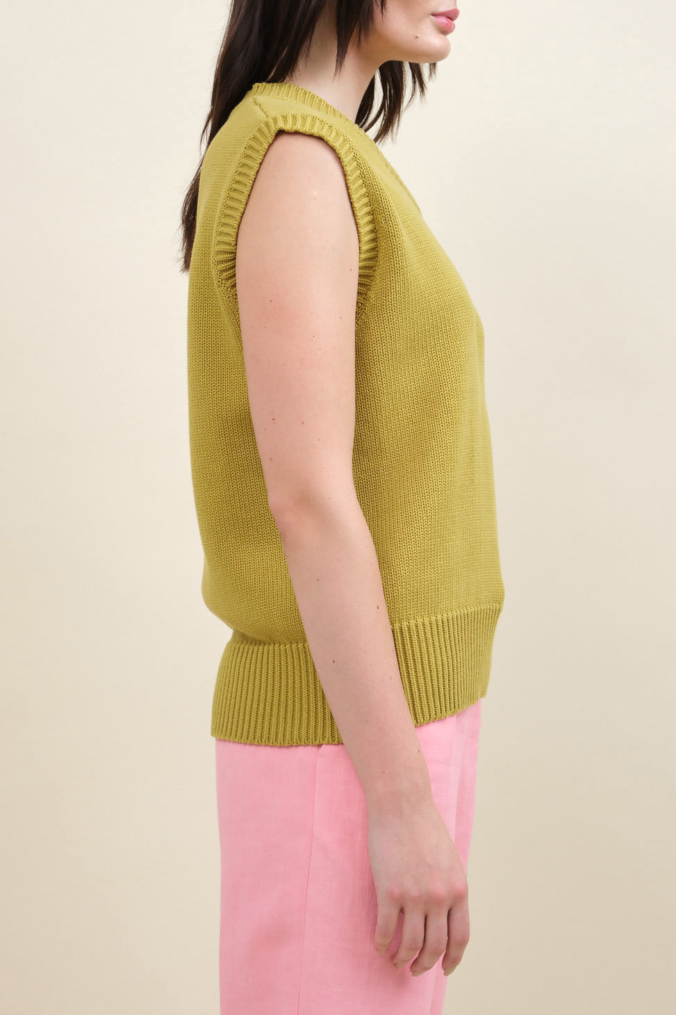 Side of Seraphine Vest in Gingko Nut