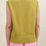 Ribbed Hem V Neck Seraphine Sweater Vest in Nut Yellow by DEMYLEE on Sale