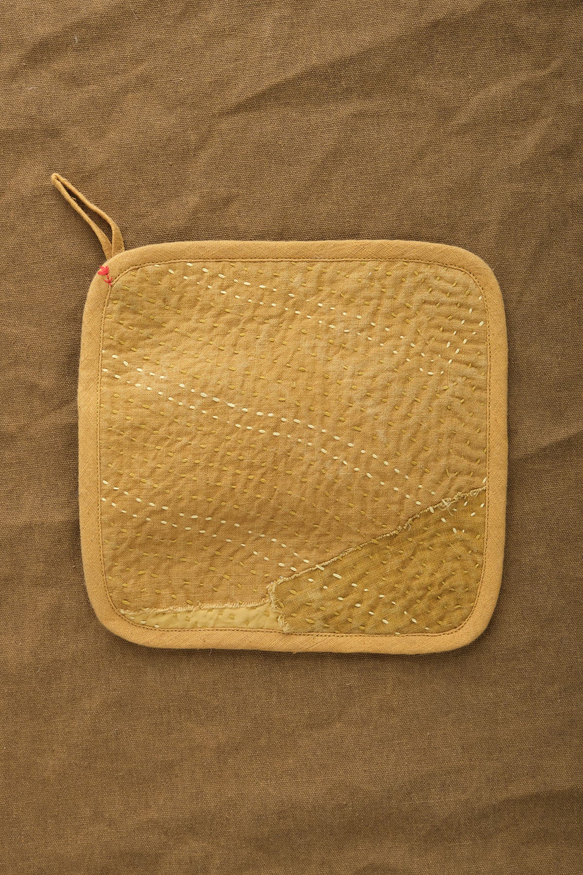 Eleven Eleven Hand-quilted Pot Holder in Ochre Yellow