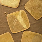 Zero Waste Ochre Yellow Quilt Pot holders with Kantha stitches