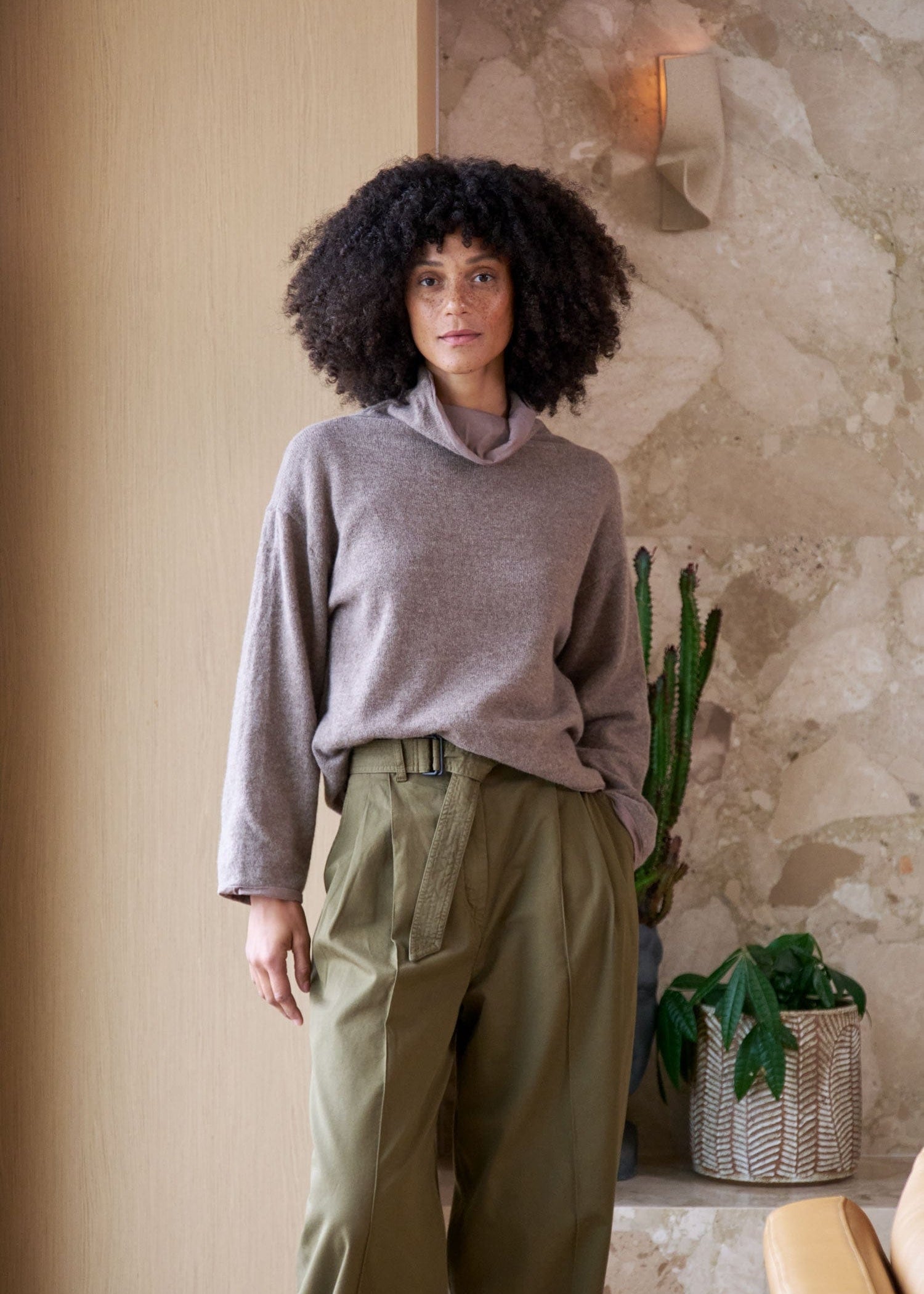 Elsa Esturgie Apparel Womens Sweaters Oxyde Sweater in Taupe