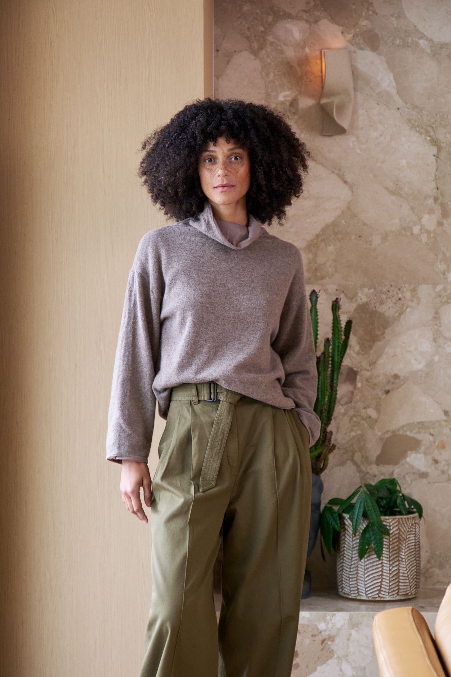 Elsa Esturgie Apparel Womens Sweaters Oxyde Sweater in Taupe
