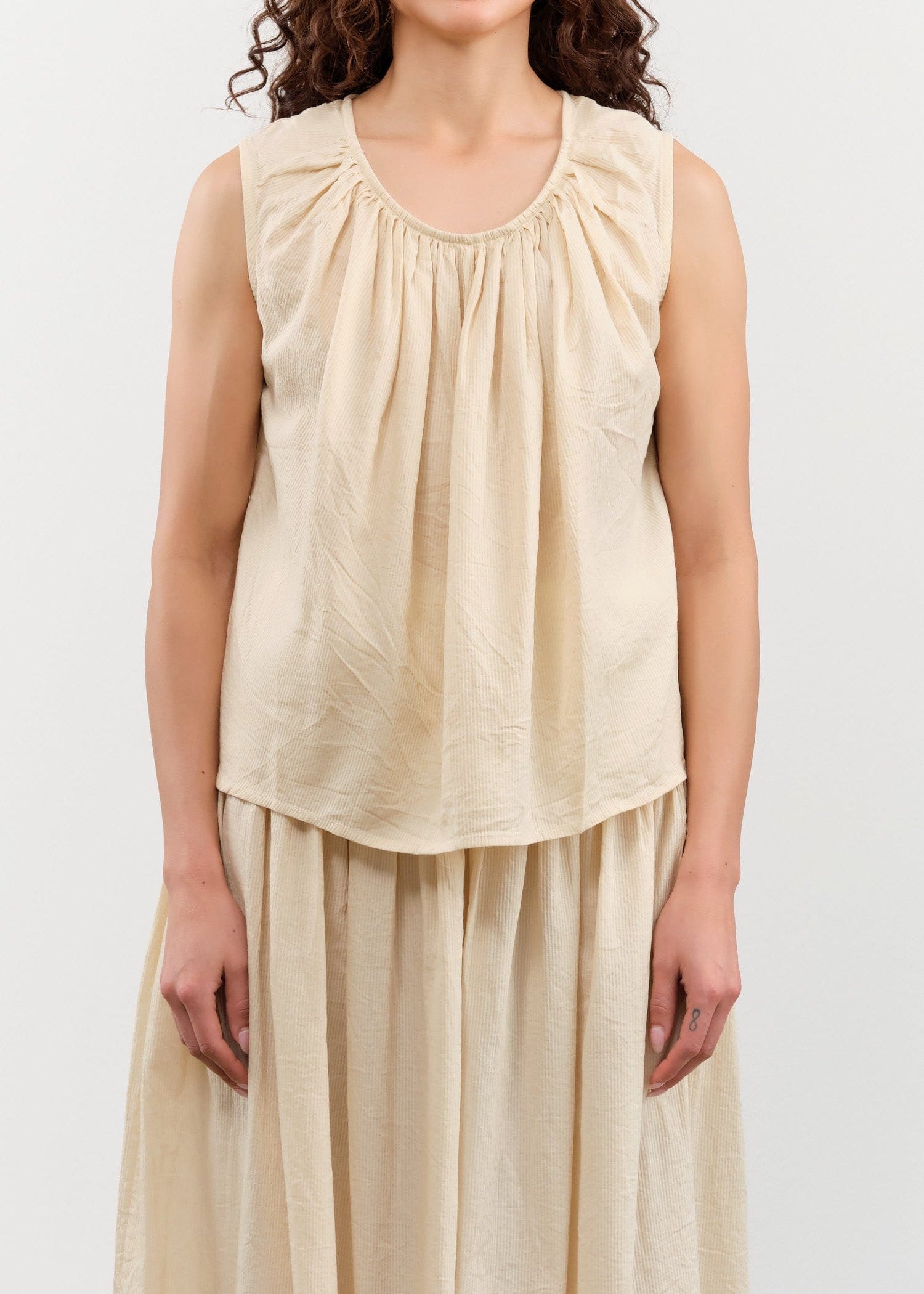 Elsa Esturgie Apparel Womens Blouses Nervure Top in Ivory