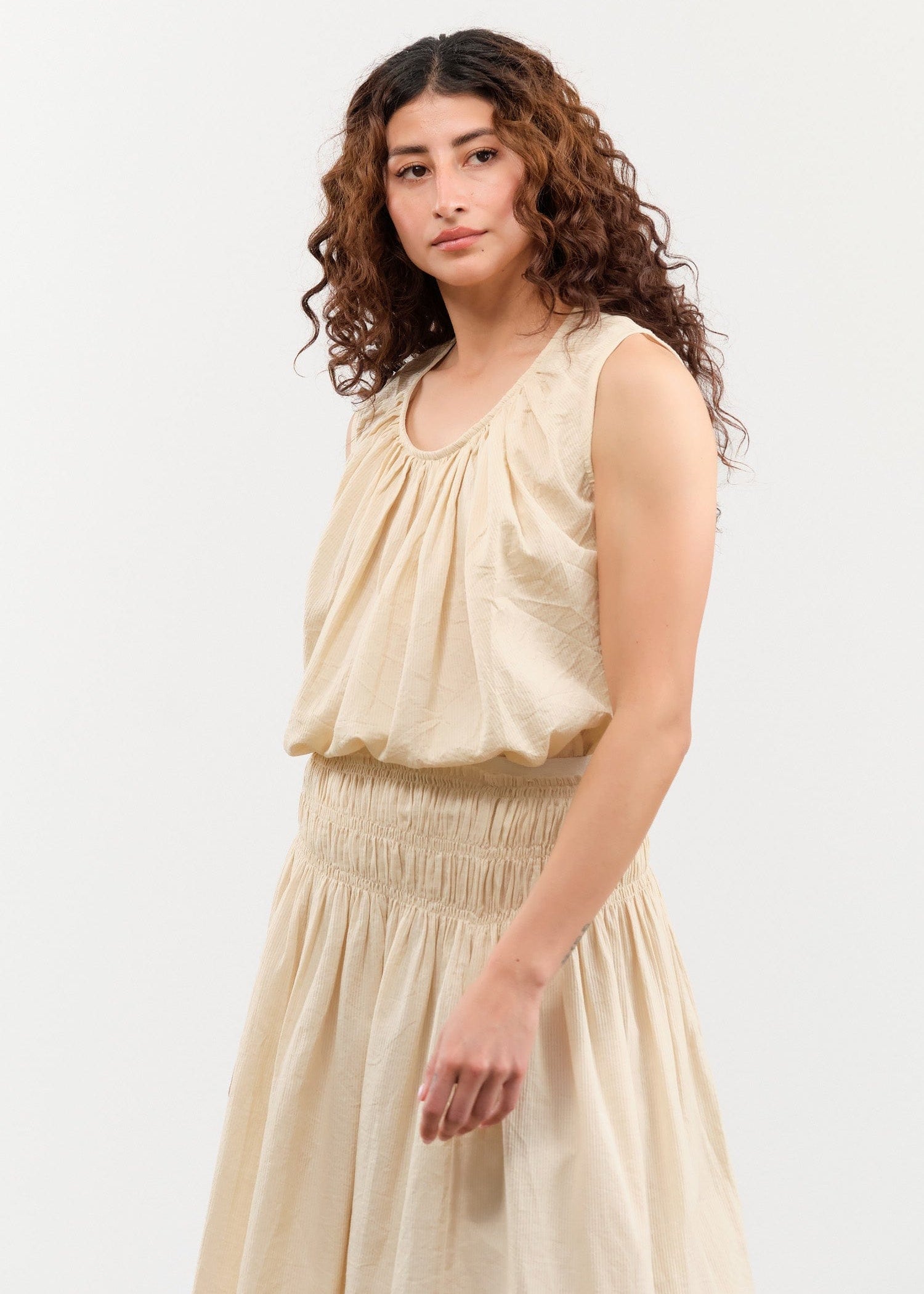 Elsa Esturgie Apparel Womens Blouses Nervure Top in Ivory